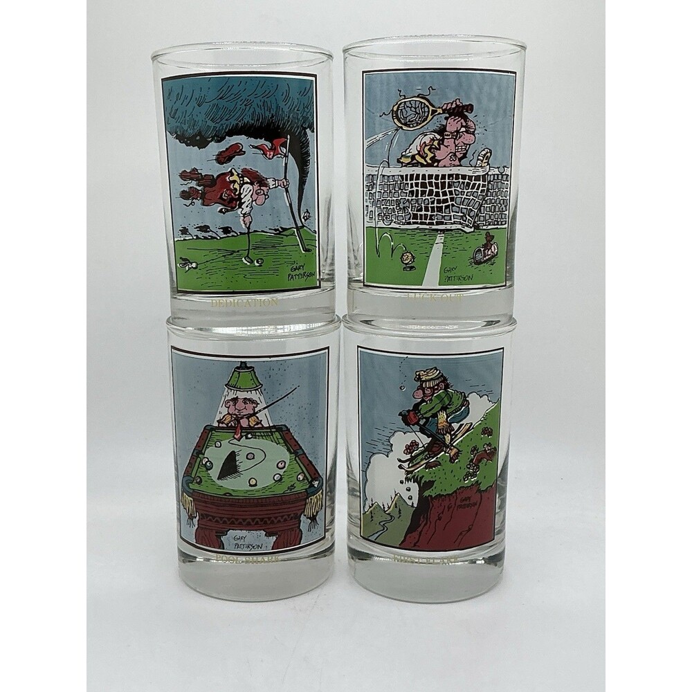 Arbys Multicolor Cartoon Sports Gary Patterson 1982 Collectors Series Tumbler